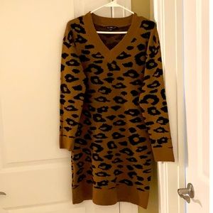 Leopard Print Sweater Dress